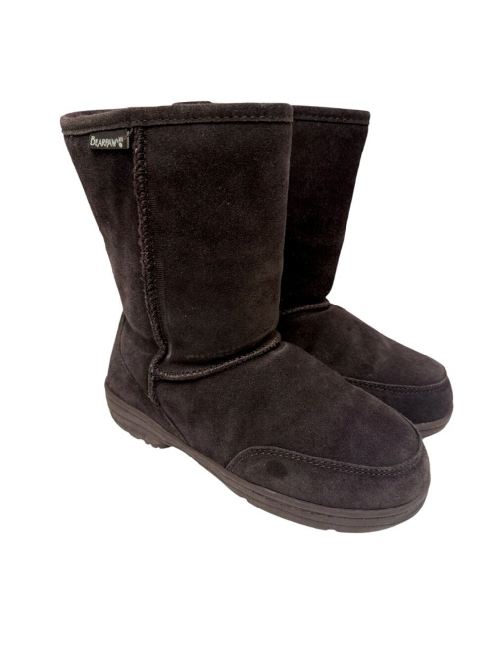 Bearpaw Womens Boots Size 7 Brown Suede Leather Shearling Fleece 9" Winter Cozy